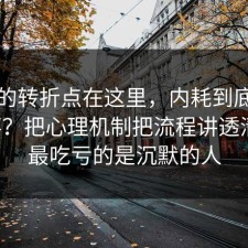 事情的转折点在这里，内耗到底怎么回事？把心理机制把流程讲透清楚，最吃亏的是沉默的人